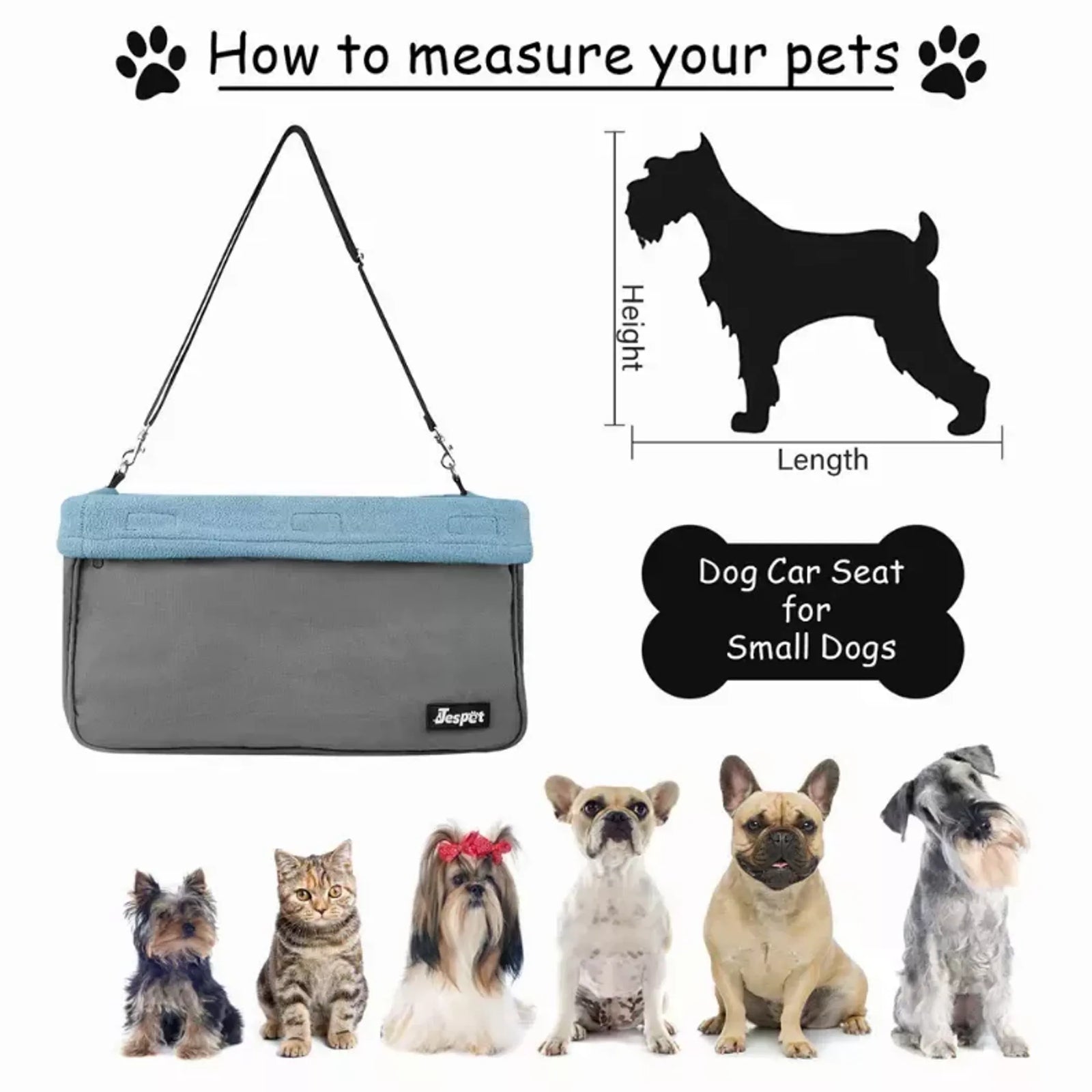 JESPET & GOOPAWS Dog Booster Car Seat for Small Dogs | Travel Car Seat | Morvillo