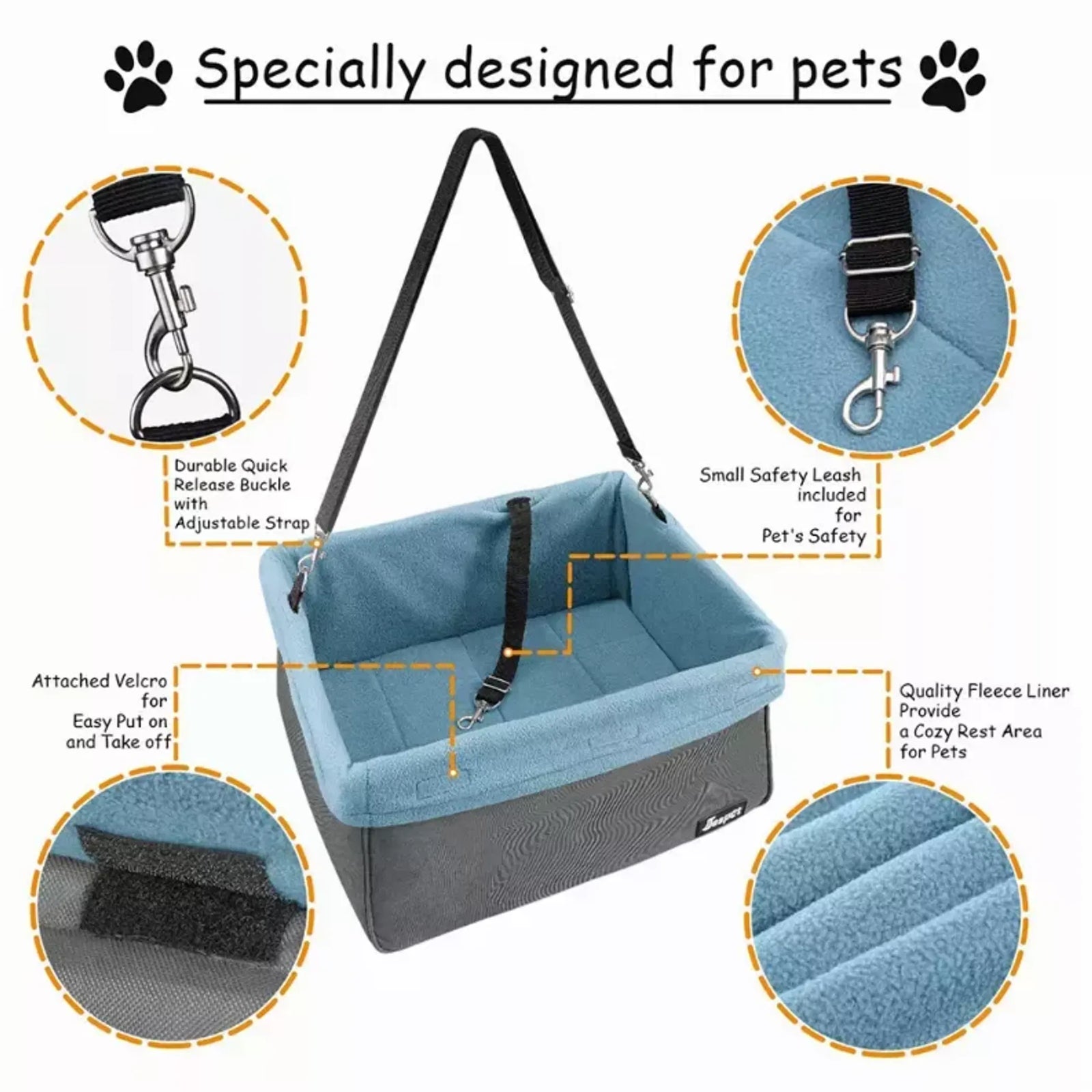 JESPET & GOOPAWS Dog Booster Car Seat for Small Dogs | Travel Car Seat | Morvillo