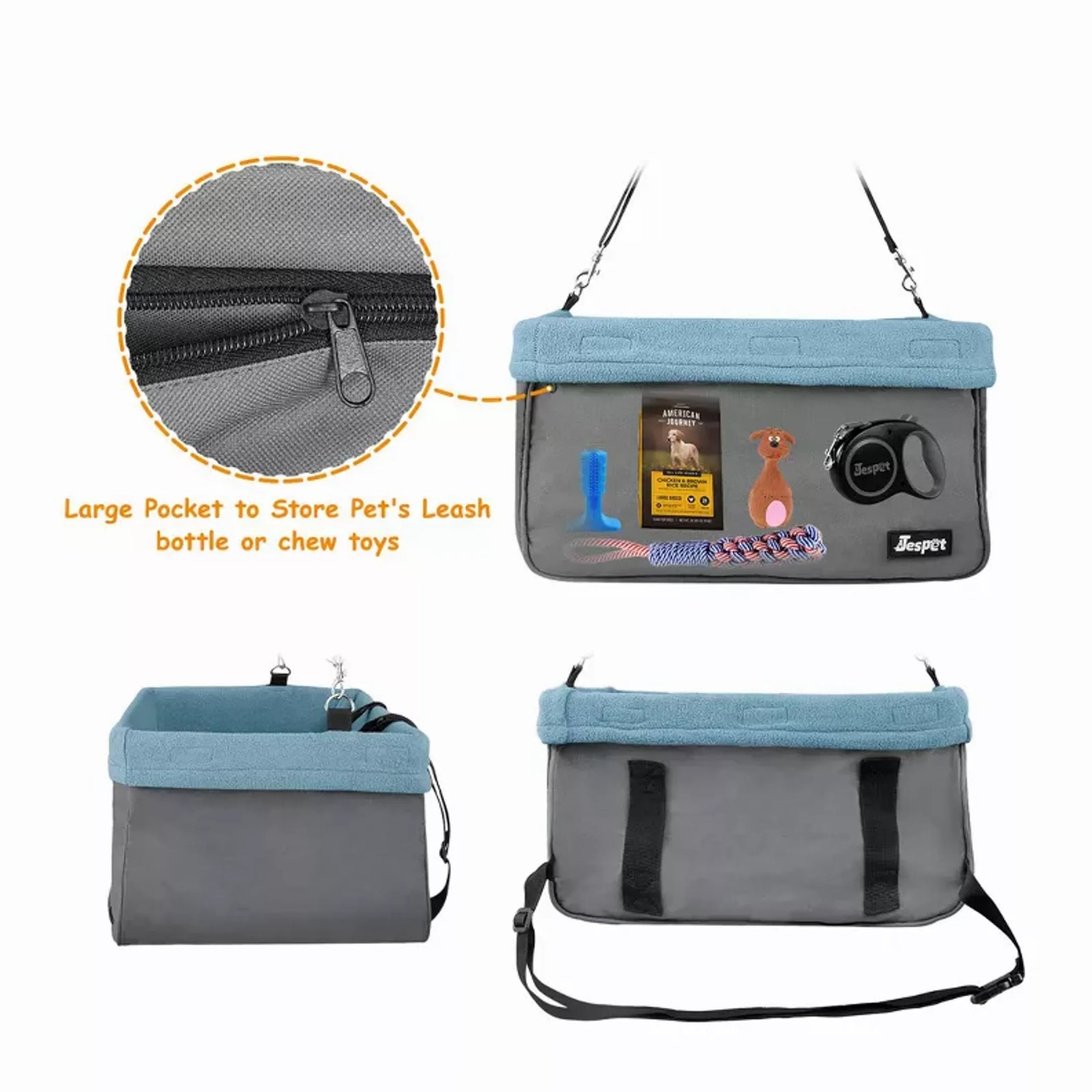 JESPET & GOOPAWS Dog Booster Car Seat for Small Dogs | Travel Car Seat | Morvillo