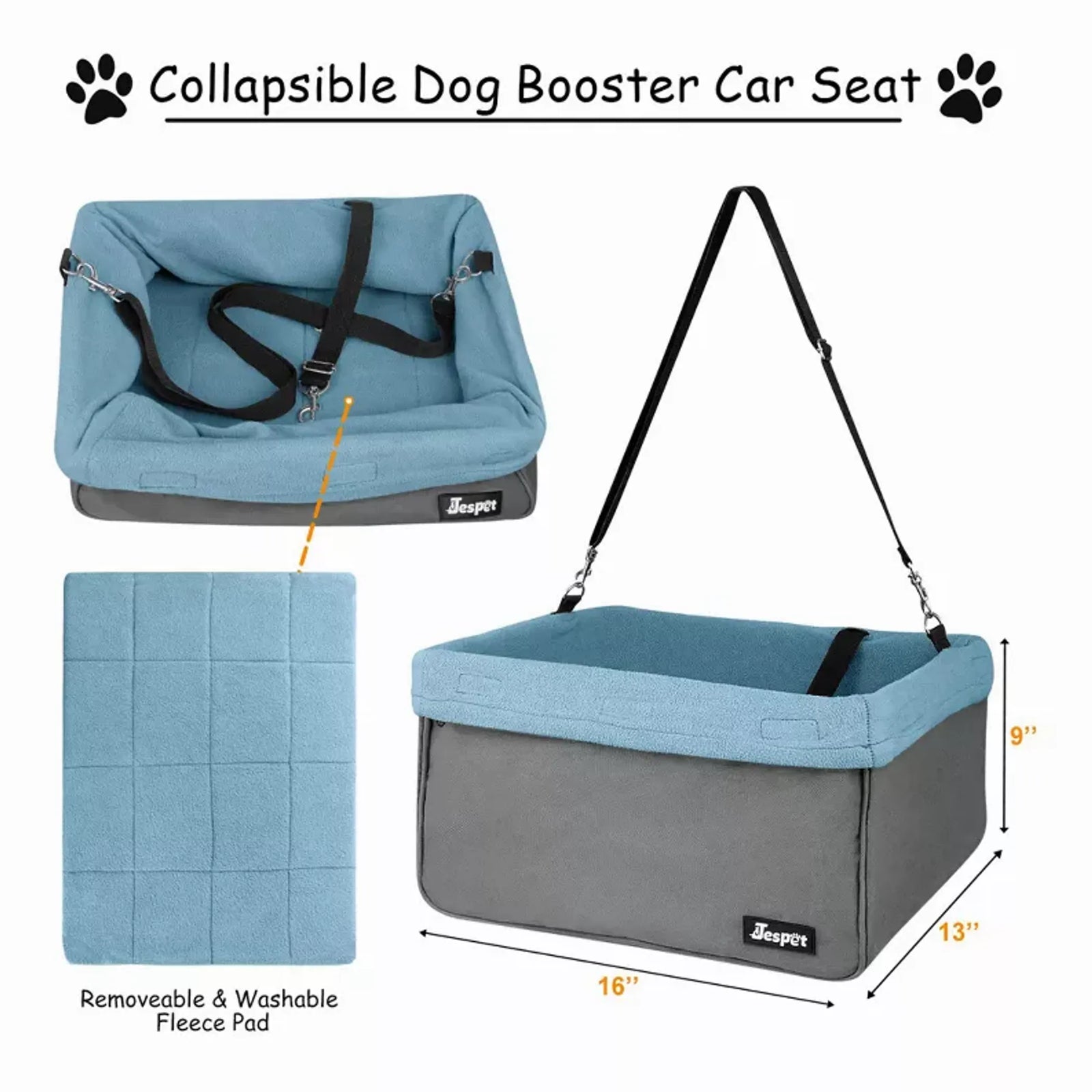 JESPET & GOOPAWS Dog Booster Car Seat for Small Dogs | Travel Car Seat | Morvillo