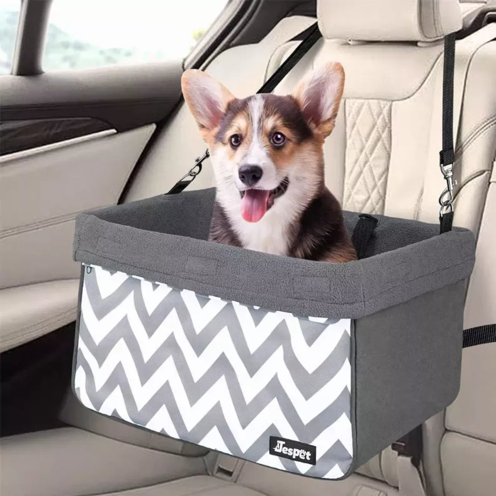 JESPET & GOOPAWS Dog Booster Car Seat for Small Dogs | Travel Car Seat | Morvillo