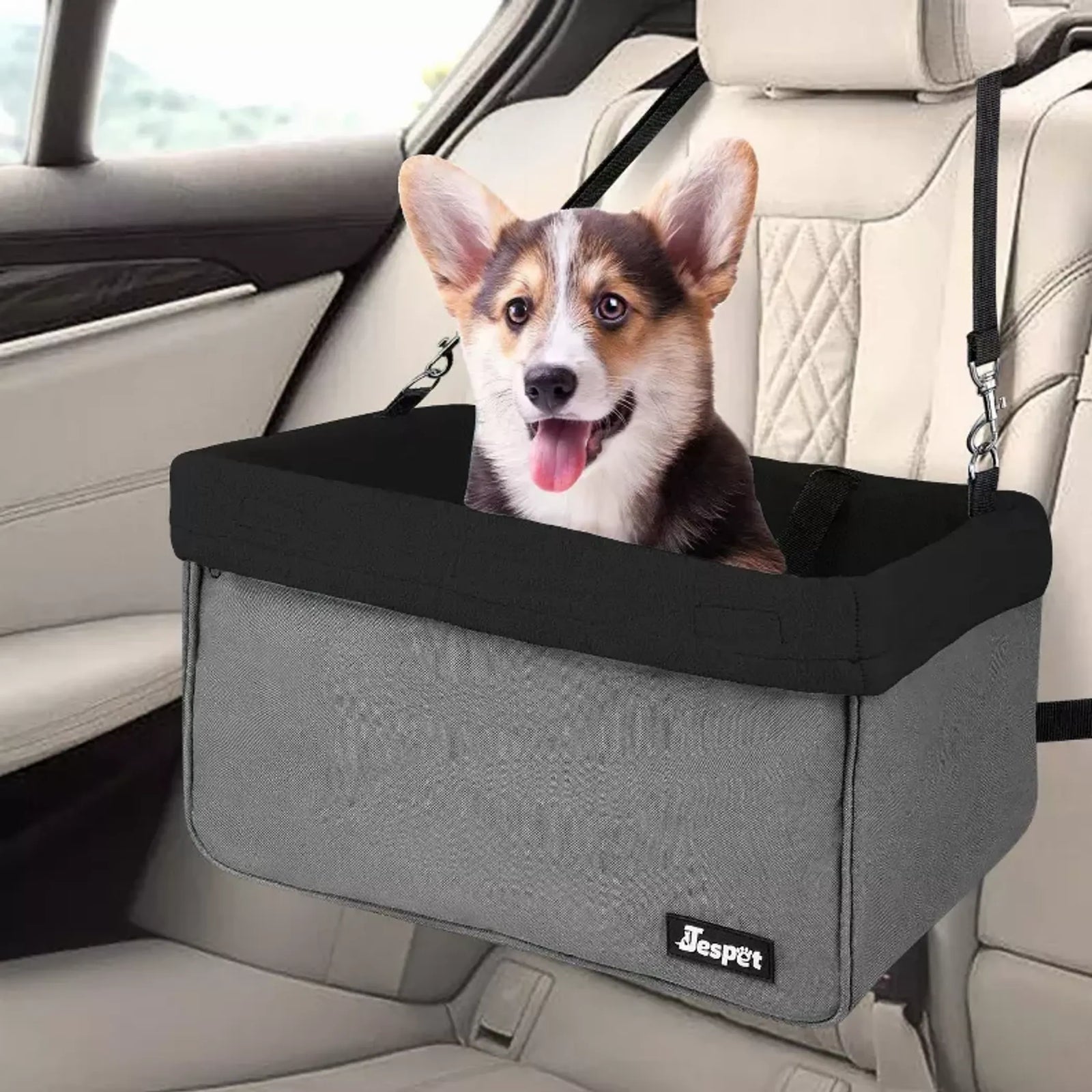 JESPET & GOOPAWS Dog Booster Car Seat for Small Dogs | Travel Car Seat | Morvillo