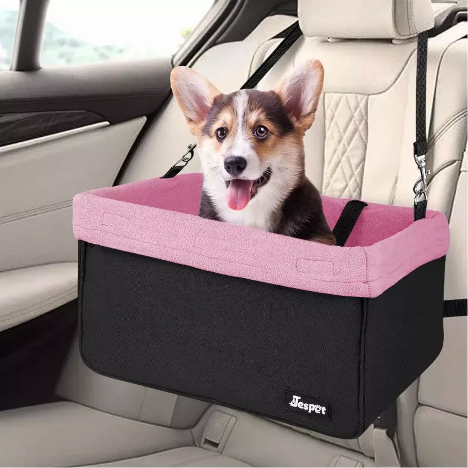 JESPET & GOOPAWS Dog Booster Car Seat for Small Dogs | Travel Car Seat | Morvillo