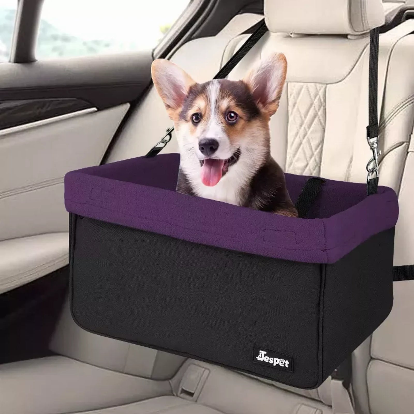 JESPET & GOOPAWS Dog Booster Car Seat for Small Dogs | Travel Car Seat | Morvillo