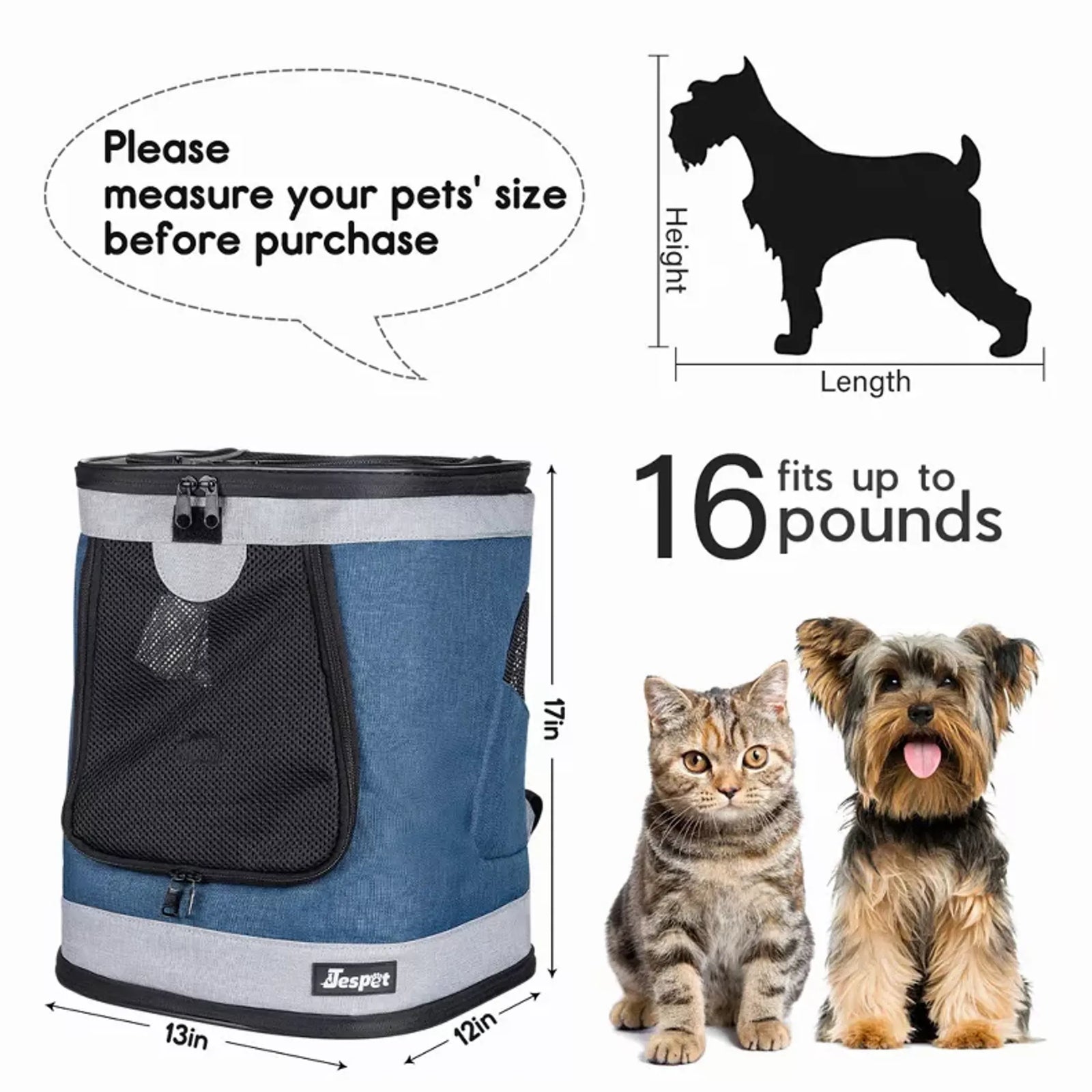 JESPET Pet Backpack Carrier for Small Pets | Travel Backpack Carrier | Morvillo