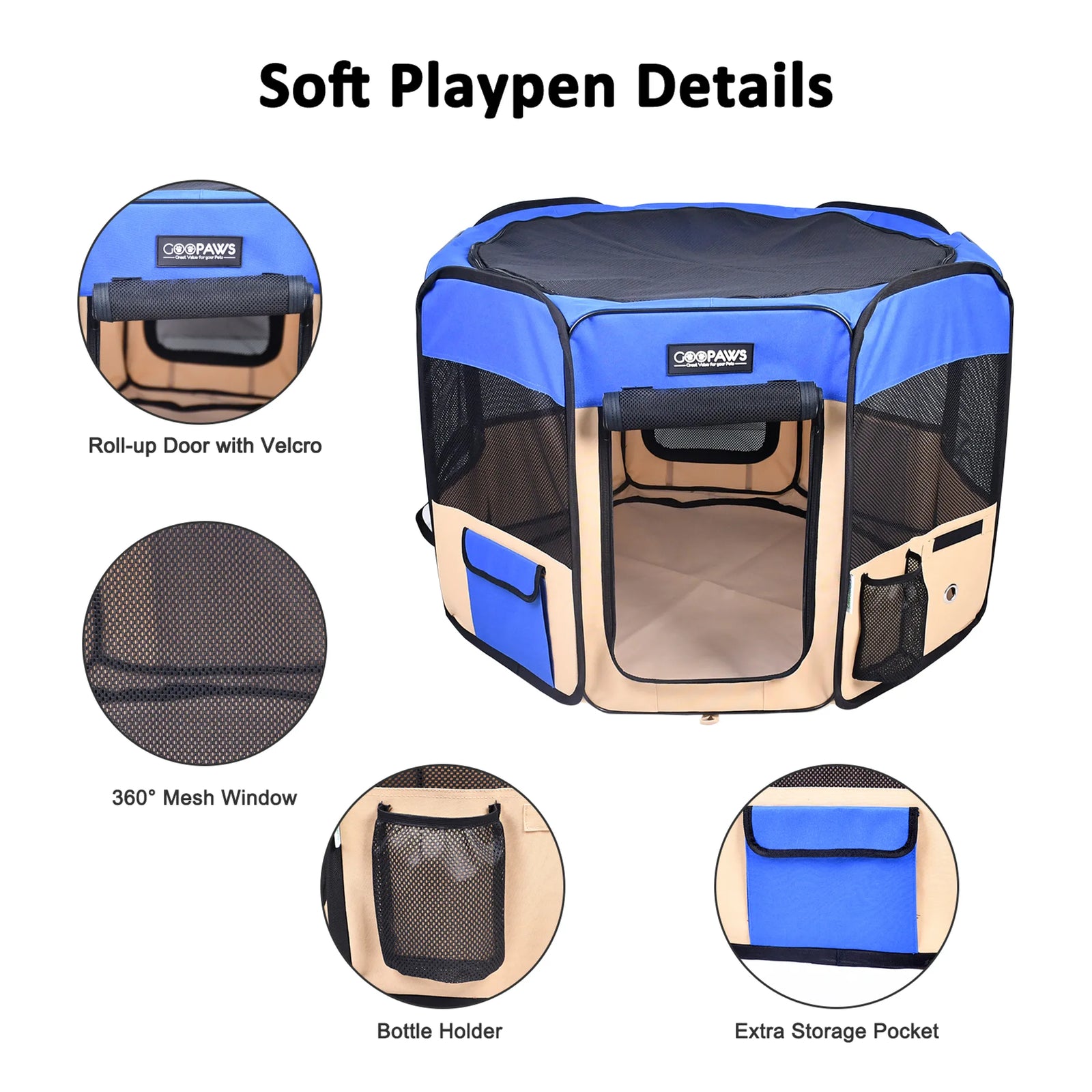 JESPET Portable Soft Pet Playpen for Dogs & Cats | Foldable Indoor Outdoor Pet Pen | Morvillo