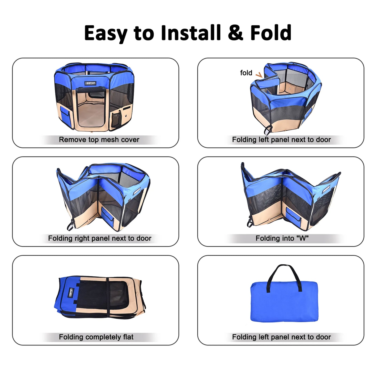 JESPET Portable Soft Pet Playpen for Dogs & Cats | Foldable Indoor Outdoor Pet Pen | Morvillo