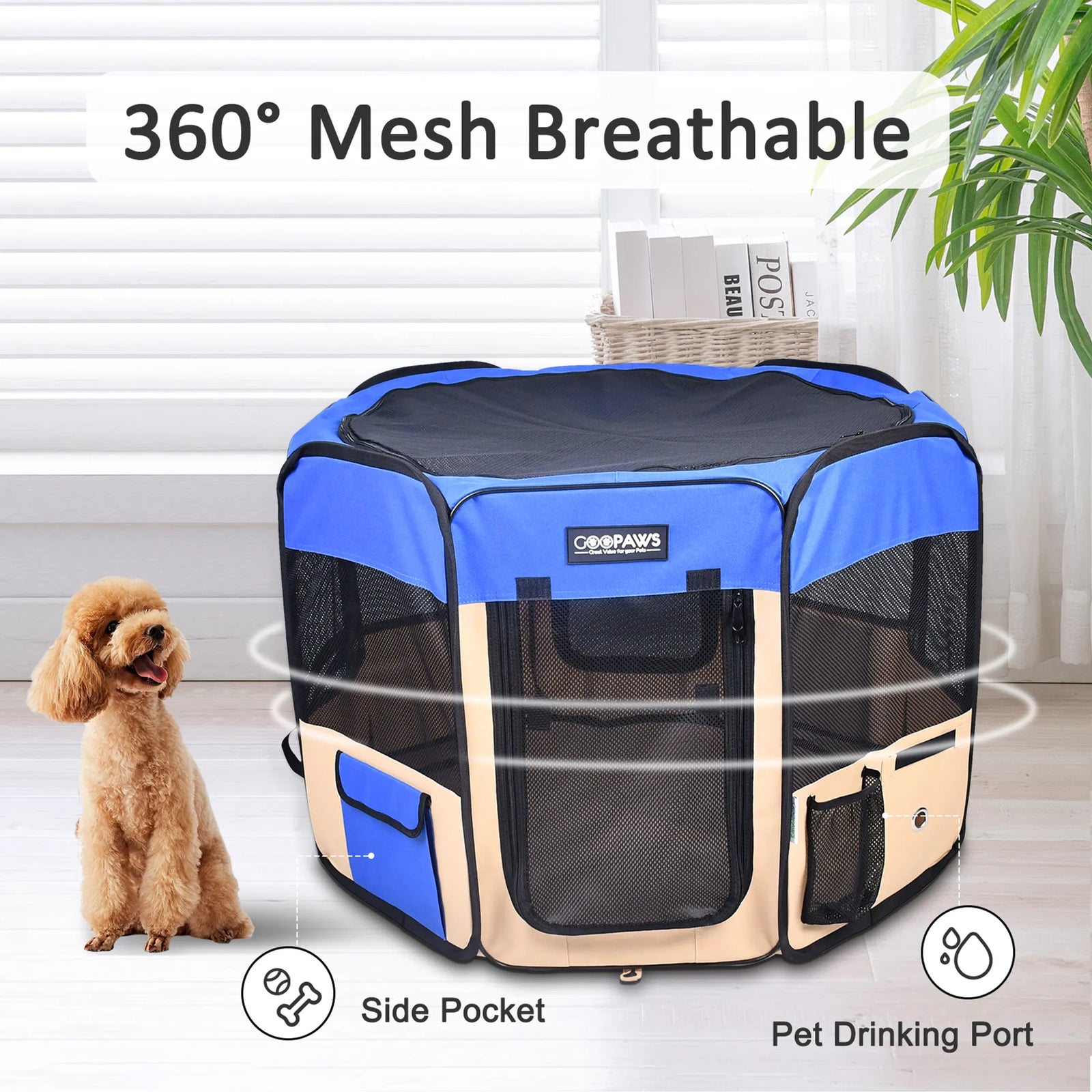 JESPET Portable Soft Pet Playpen for Dogs & Cats | Foldable Indoor Outdoor Pet Pen | Morvillo