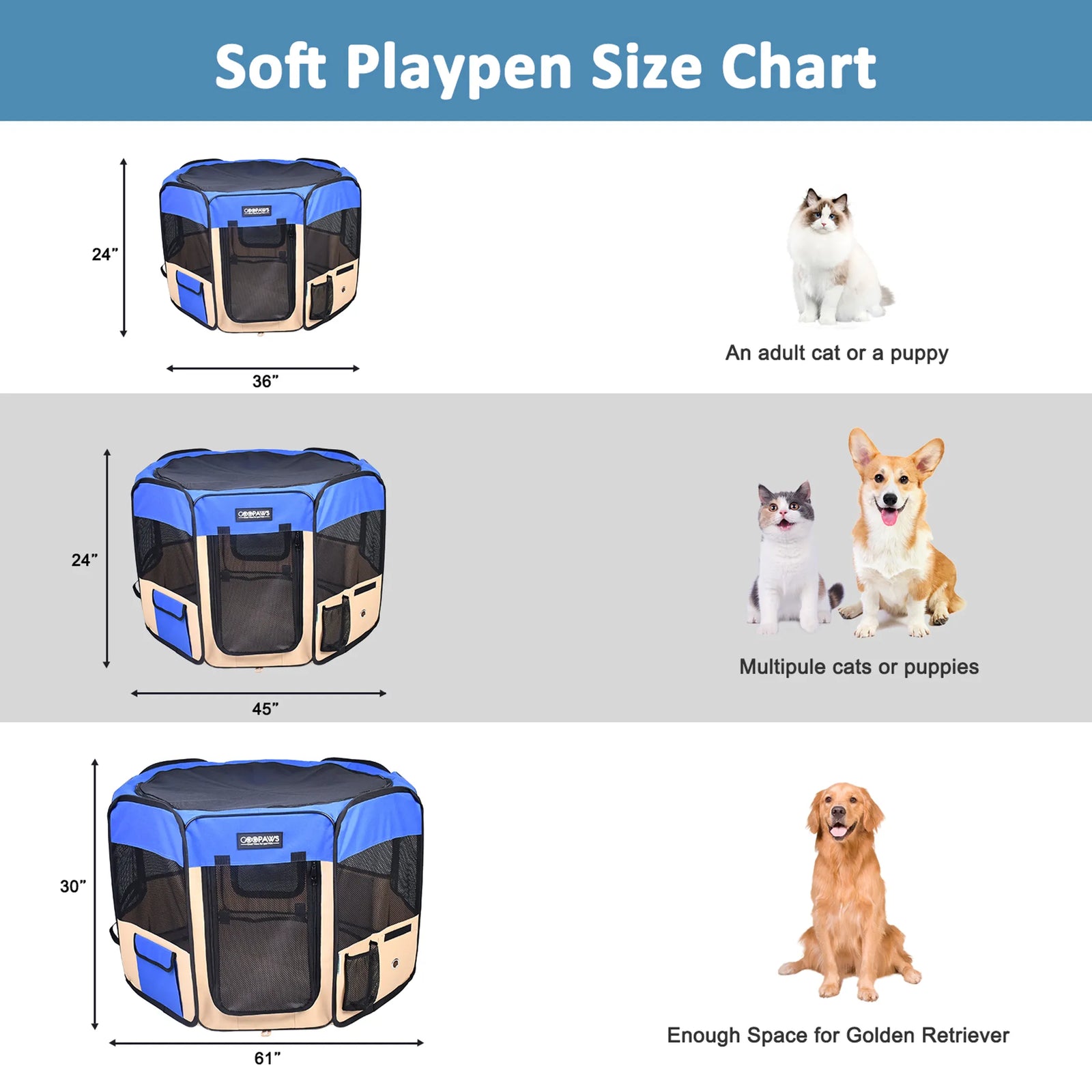 JESPET Portable Soft Pet Playpen for Dogs & Cats | Foldable Indoor Outdoor Pet Pen | Morvillo