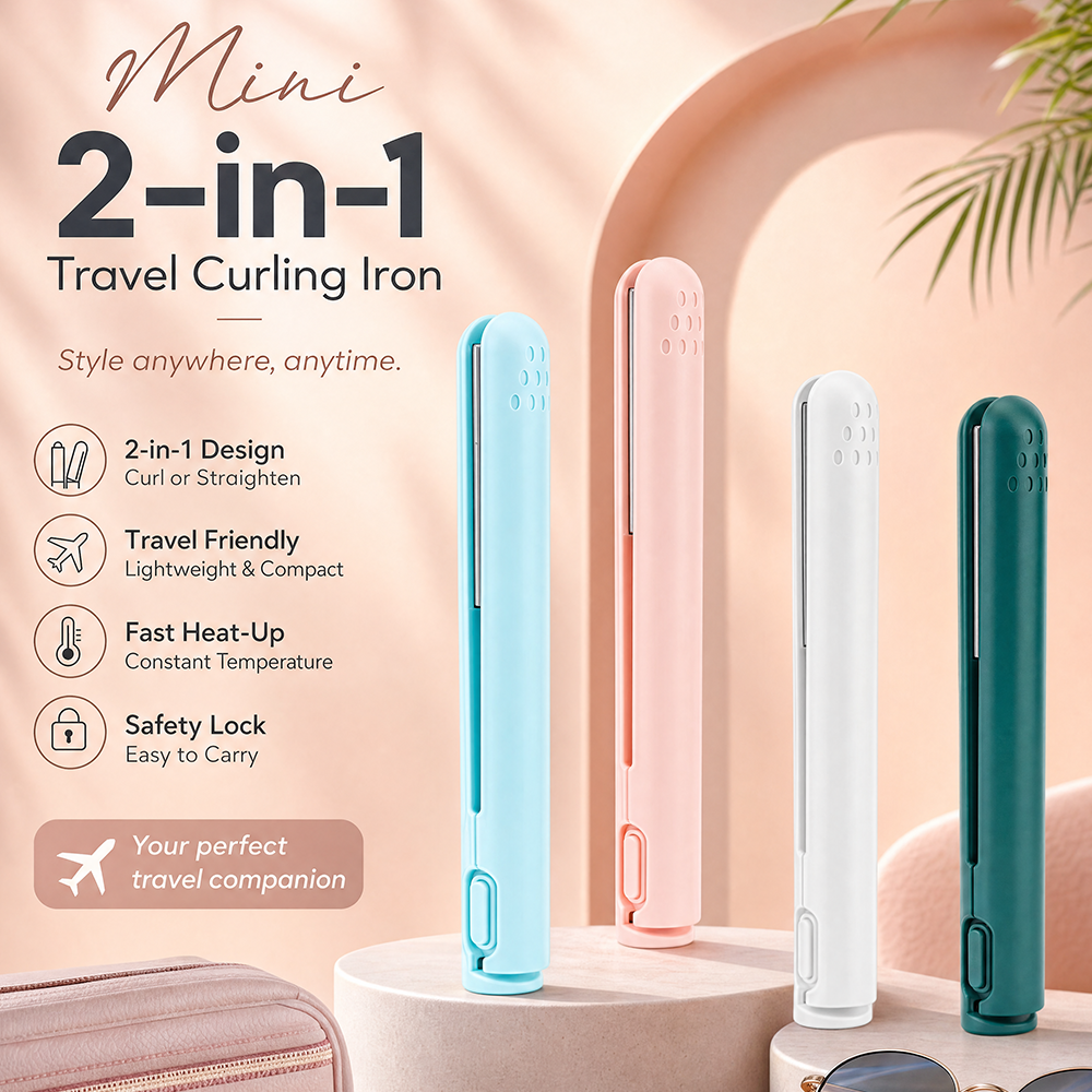 Mini 2-in-1 Travel Curling Iron