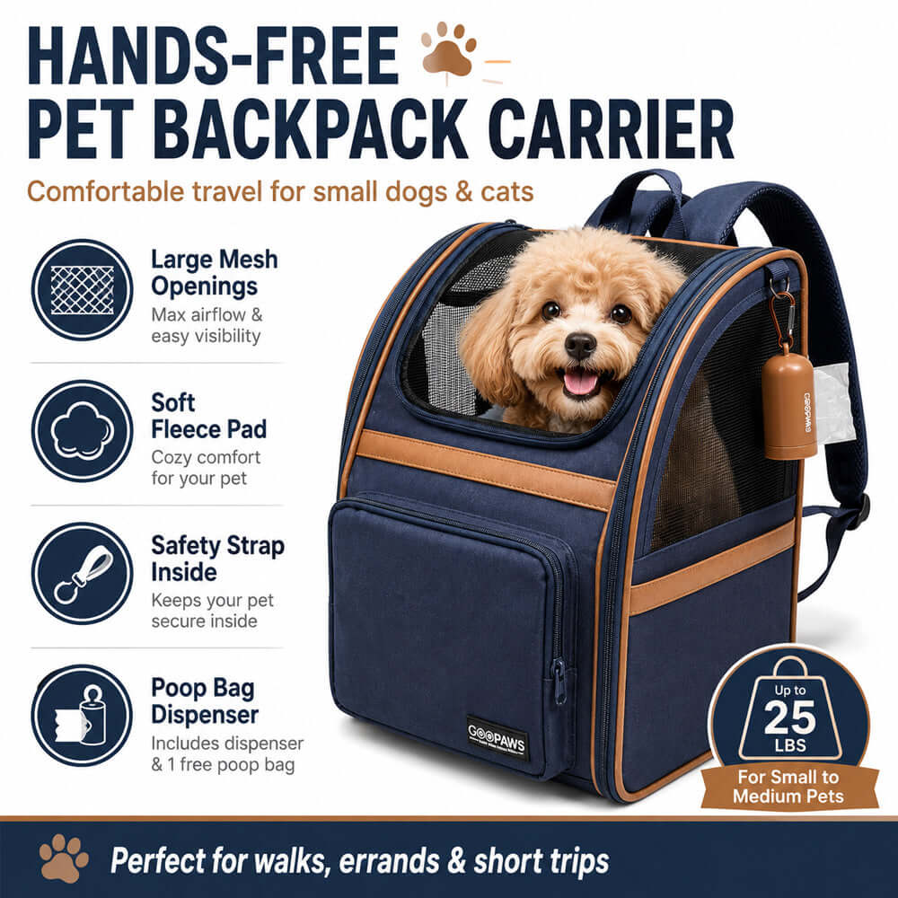GOOPAWS Soft Dog Backpack Carrier for small dogs