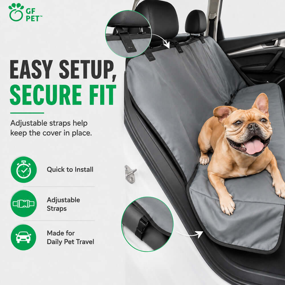 Waterproof Dog Car Seat Cover on a bench back seat