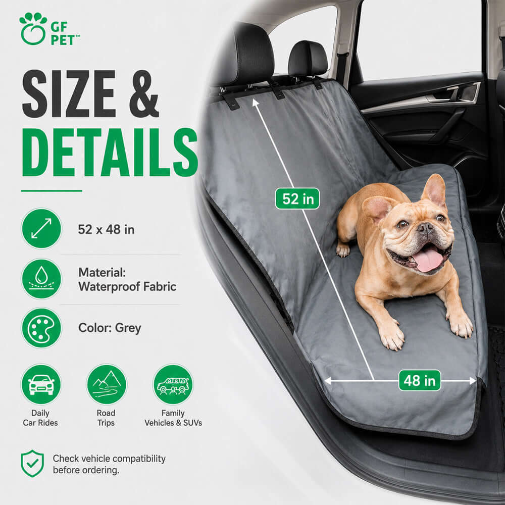 Waterproof Dog Car Seat Cover on a bench back seat