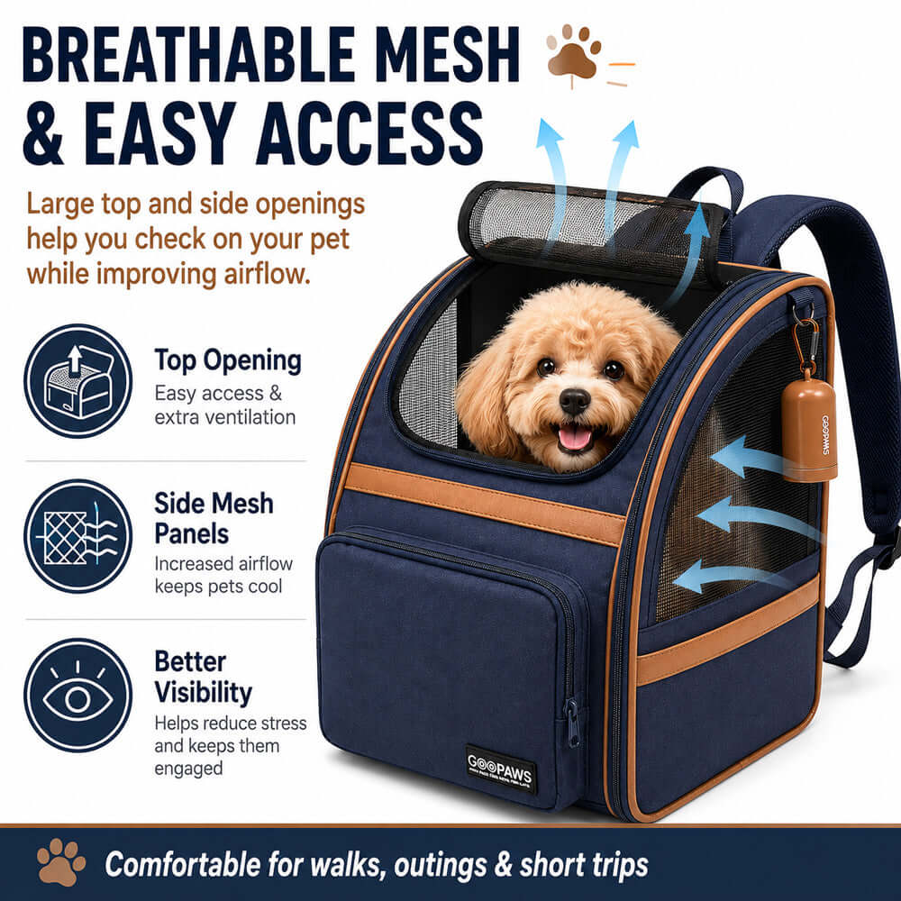GOOPAWS Soft Dog Backpack Carrier for small dogs