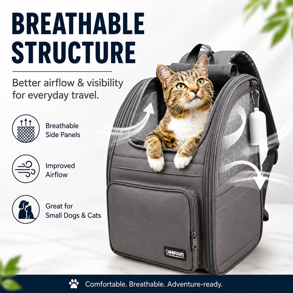 GOOPAWS Pet Backpack Carrier for small dogs and cats