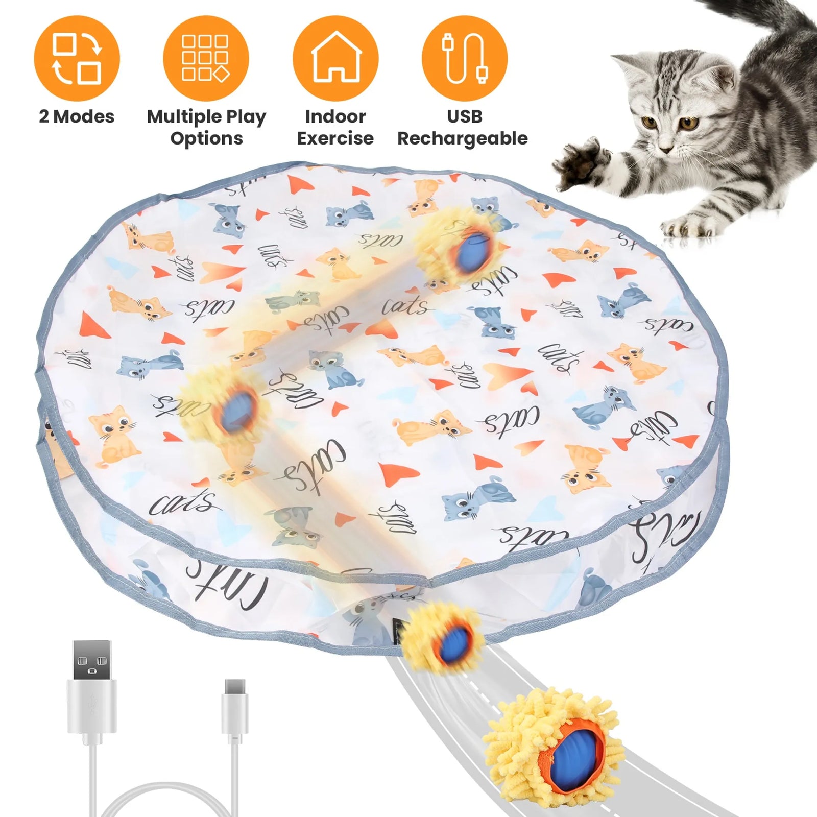Rechargeable Interactive Cat Toy Ball | Automatic Rolling Motion Ball for Indoor Cats | Morvillo