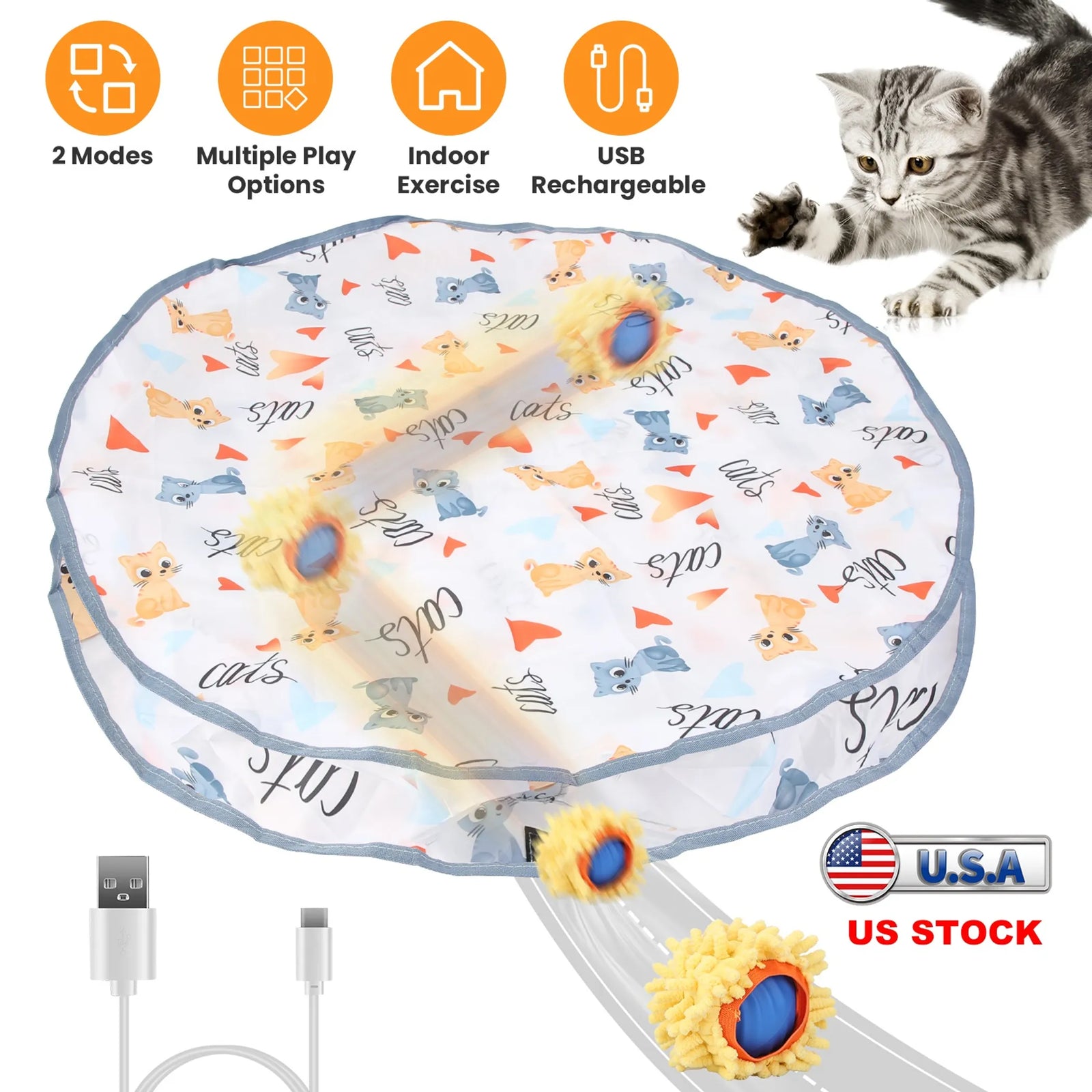Rechargeable Interactive Cat Toy Ball | Automatic Rolling Motion Ball for Indoor Cats | Morvillo