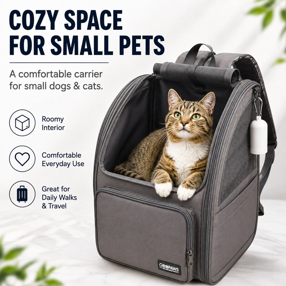 GOOPAWS Pet Backpack Carrier for small dogs and cats