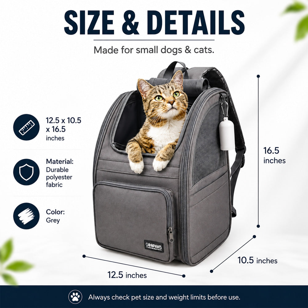 GOOPAWS Pet Backpack Carrier for small dogs and cats