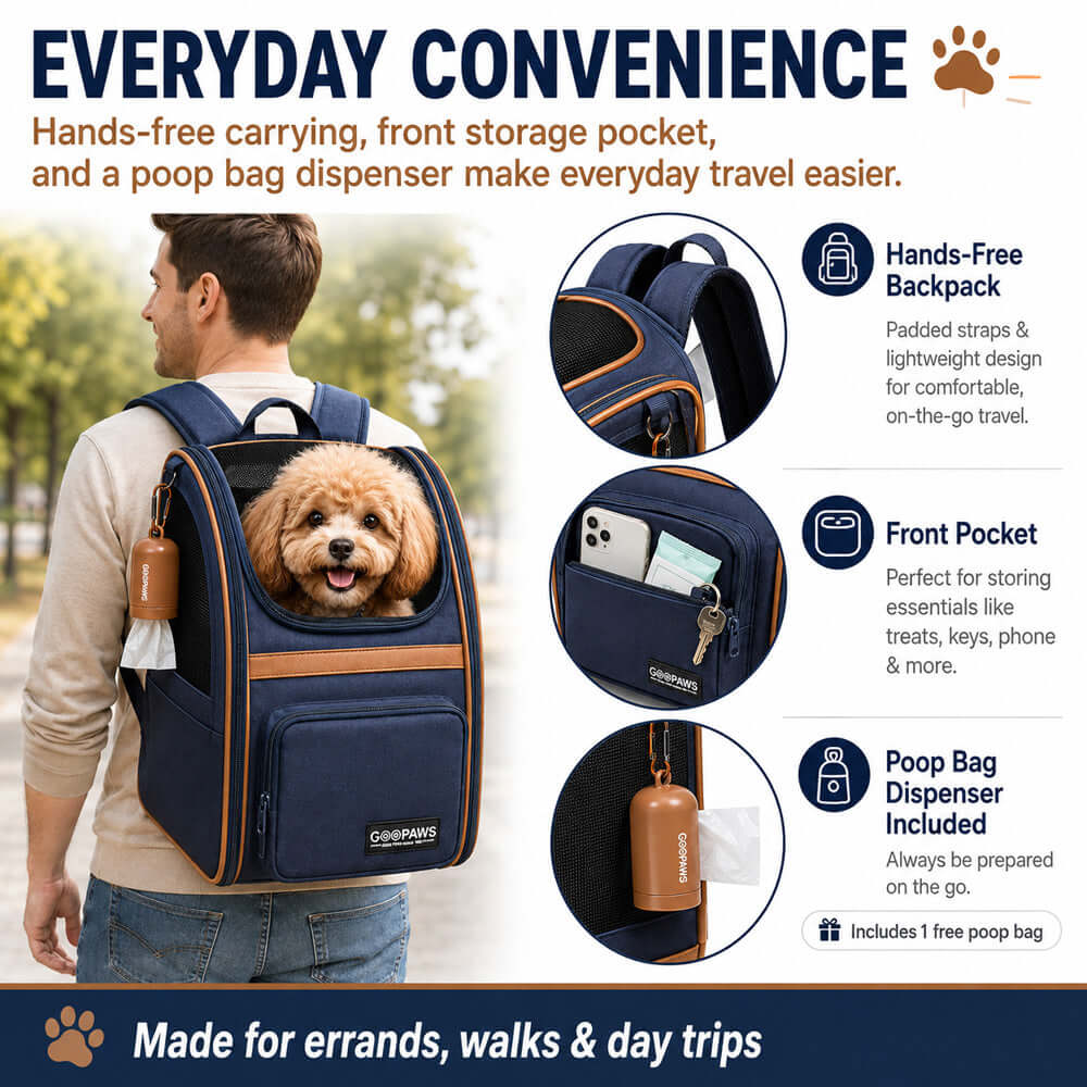 GOOPAWS Soft Dog Backpack Carrier for small dogs