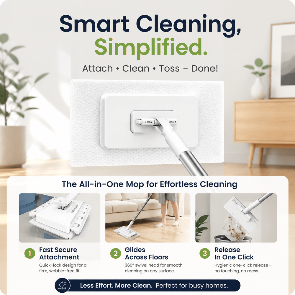 Reusable Flat Sweeper Mop with 10 Cleaning Cloths