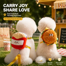 🍔 Cute Burger & Fries Pet Harness Backpack with Leash
