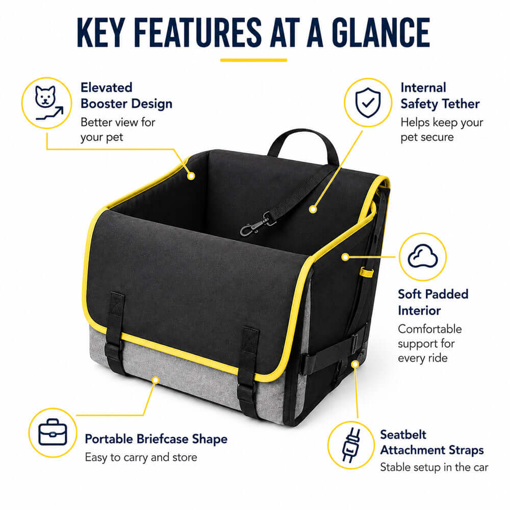 Dog Booster Car Seat for Small Dogs | Travel Safety Seat | Morvillo