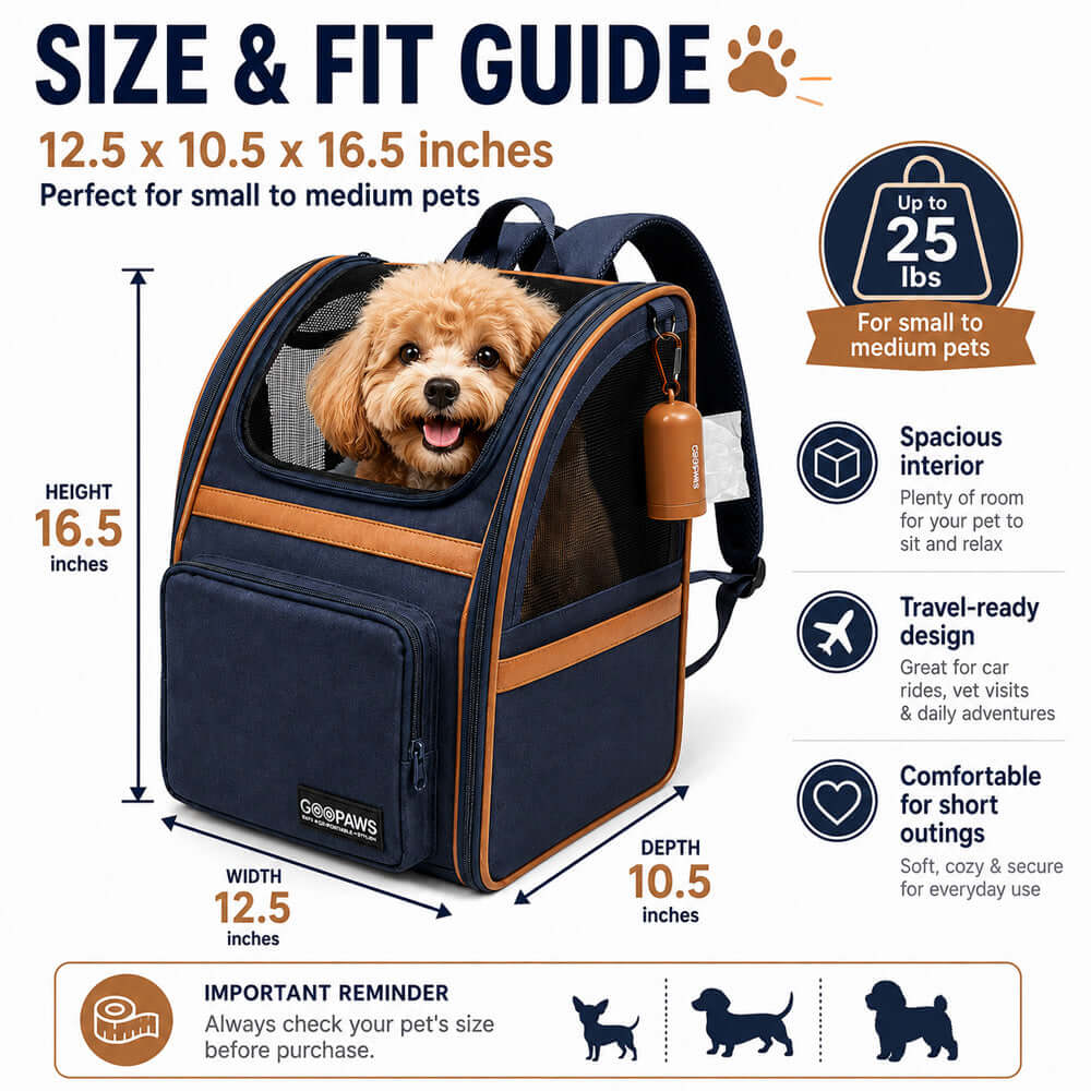 GOOPAWS Soft Dog Backpack Carrier for small dogs
