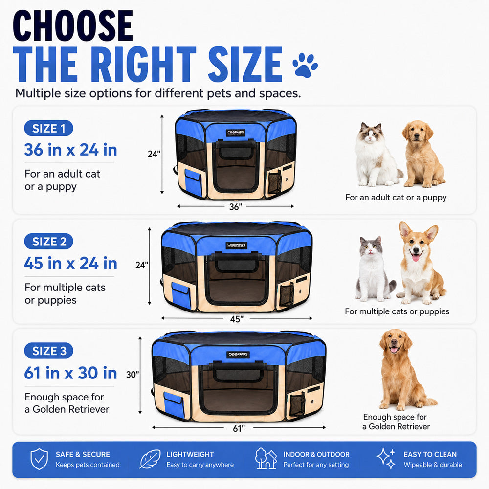 JESPET Portable Soft Pet Playpen for dogs and cats