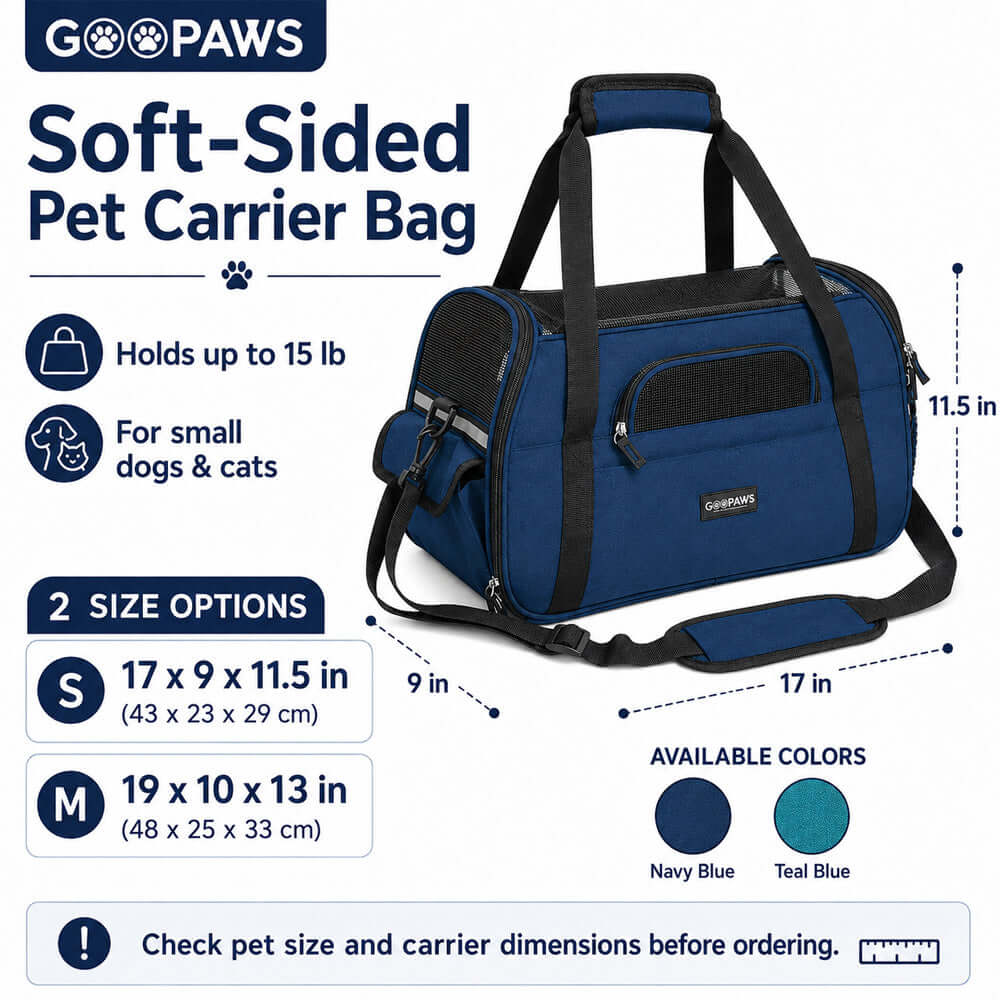 Soft-Sided Pet Carrier Bag Morvillo for small dogs and cats