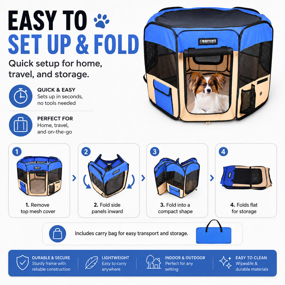 JESPET Portable Soft Pet Playpen for dogs and cats