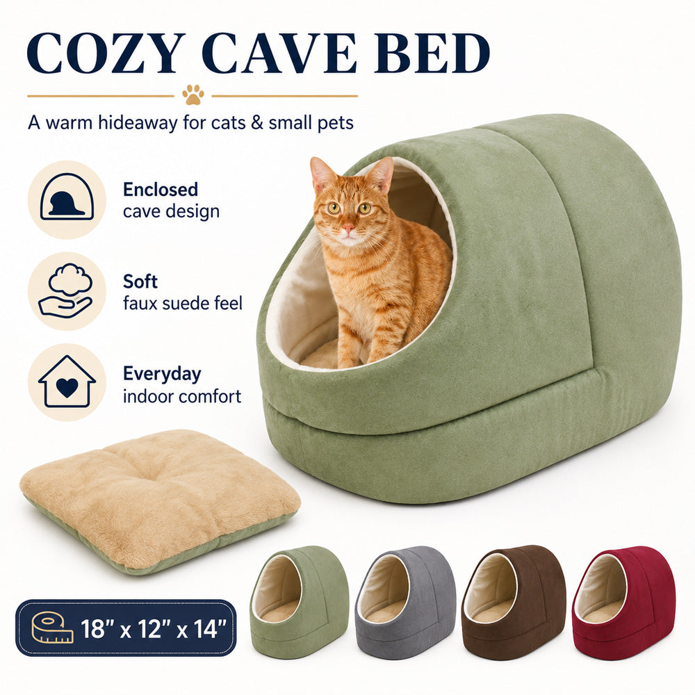 GOOPAWS Warming Cat Cave Bed for Indoor Cats | Cozy Cat Bed | Morvillo