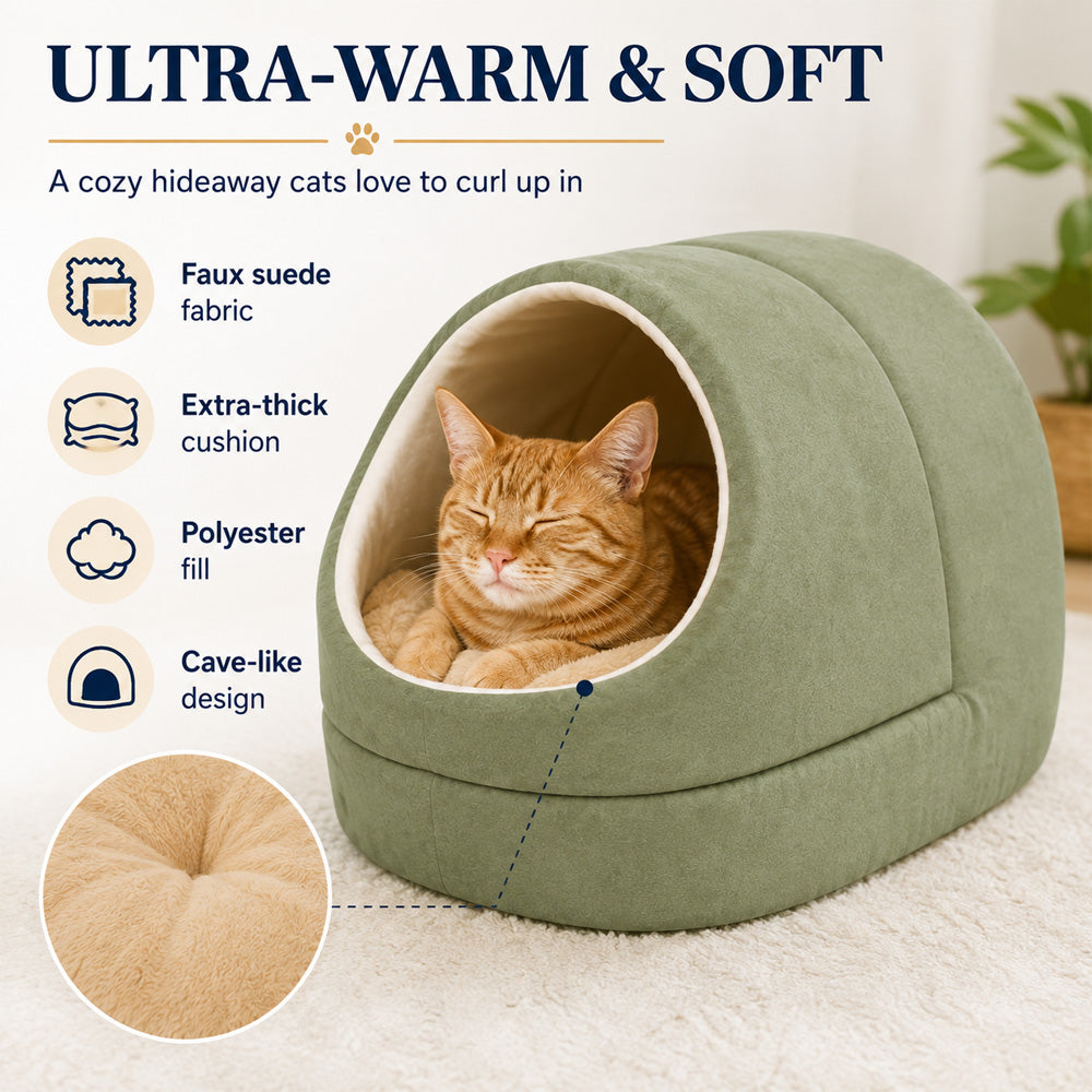 GOOPAWS Warming Cat Cave Bed for indoor cats